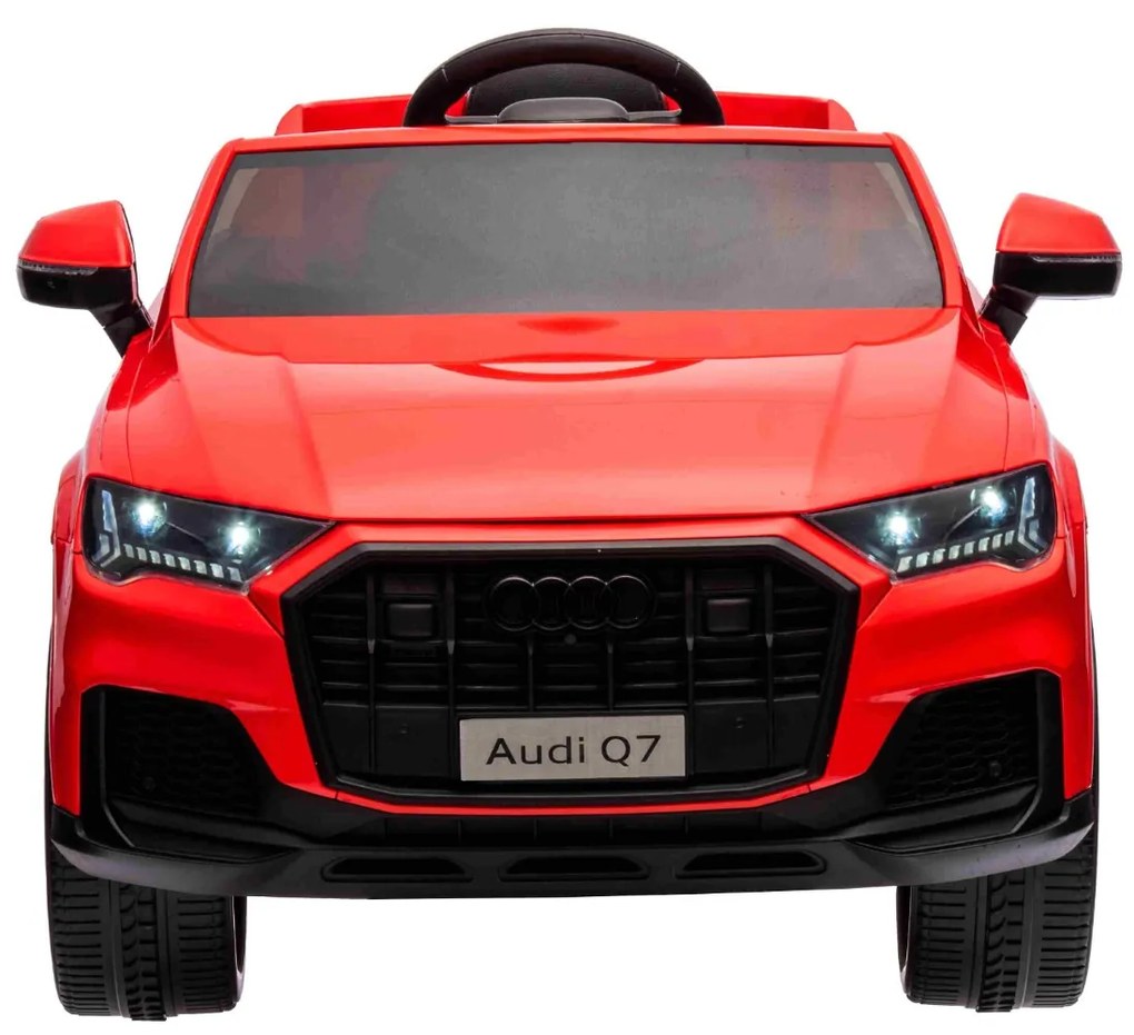 Carro elétrico para crianças Com Licença Audi Q7 12V, controlo remoto, motor 2 x 35W, luzes LED, leitor MP3 Vermelho