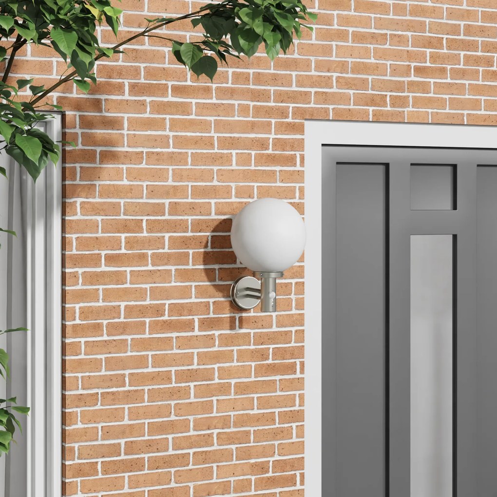 vidaXL Luz de Parede Externa com Sensor Prateado Aço Inoxidável IP44