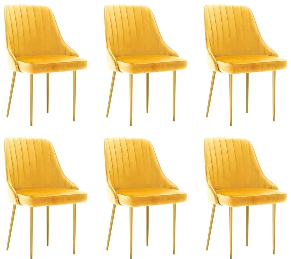 vidaXL Cadeiras de jantar 6 pcs veludo amarelo