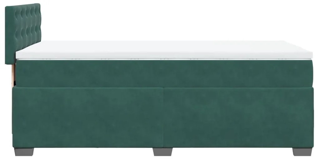 Cama com molas/colchão 90x200 cm veludo verde-escuro