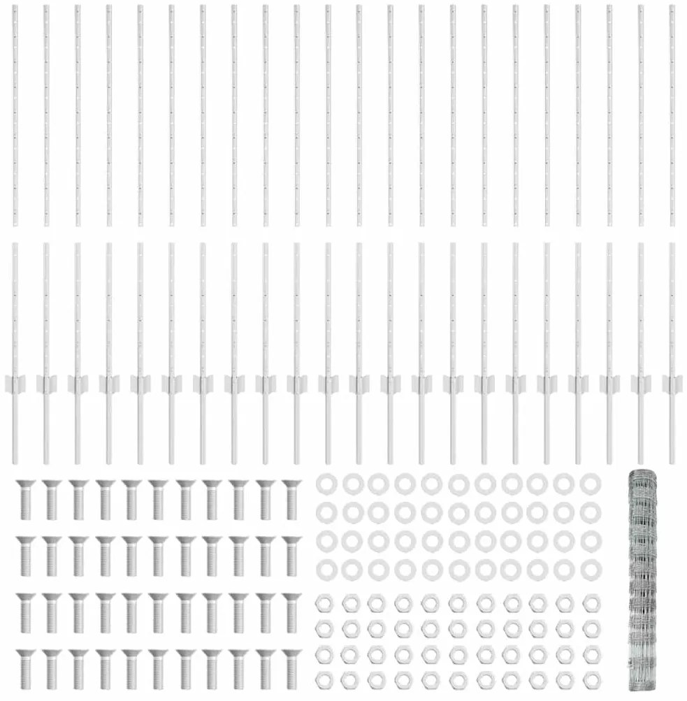 Postes de Cerca vidaXL 22 pcs U-Channel 120 cm Aço Galvanizado