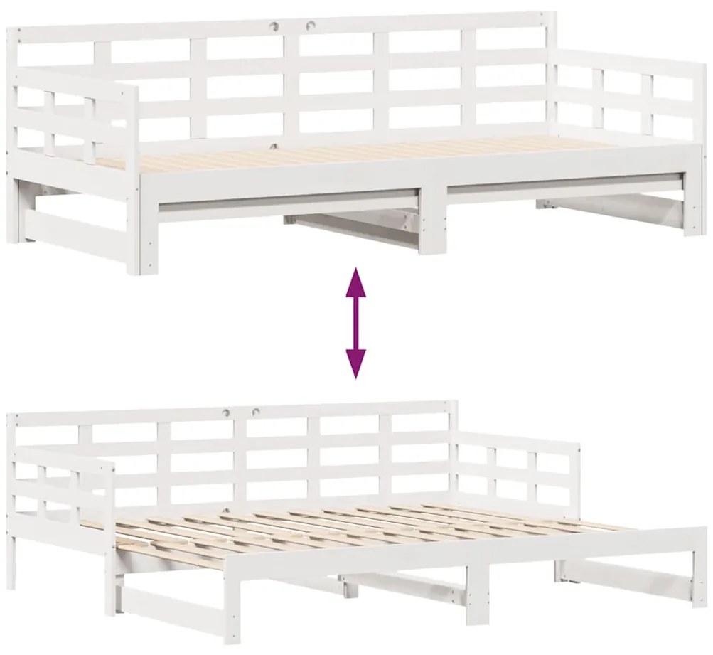 Sofá-cama com gavetão e gavetas sem colchão 90x200 cm branco