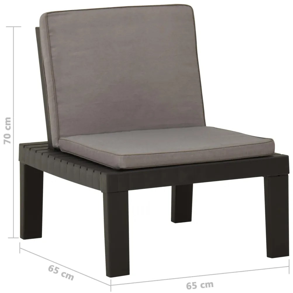 Cadeiras de jardim com almofadões 2 pcs plástico cinzento