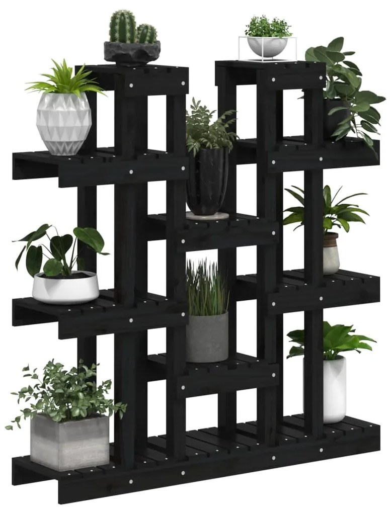 Suporte para plantas 104,5x25x109,5 cm pinho maciço preto