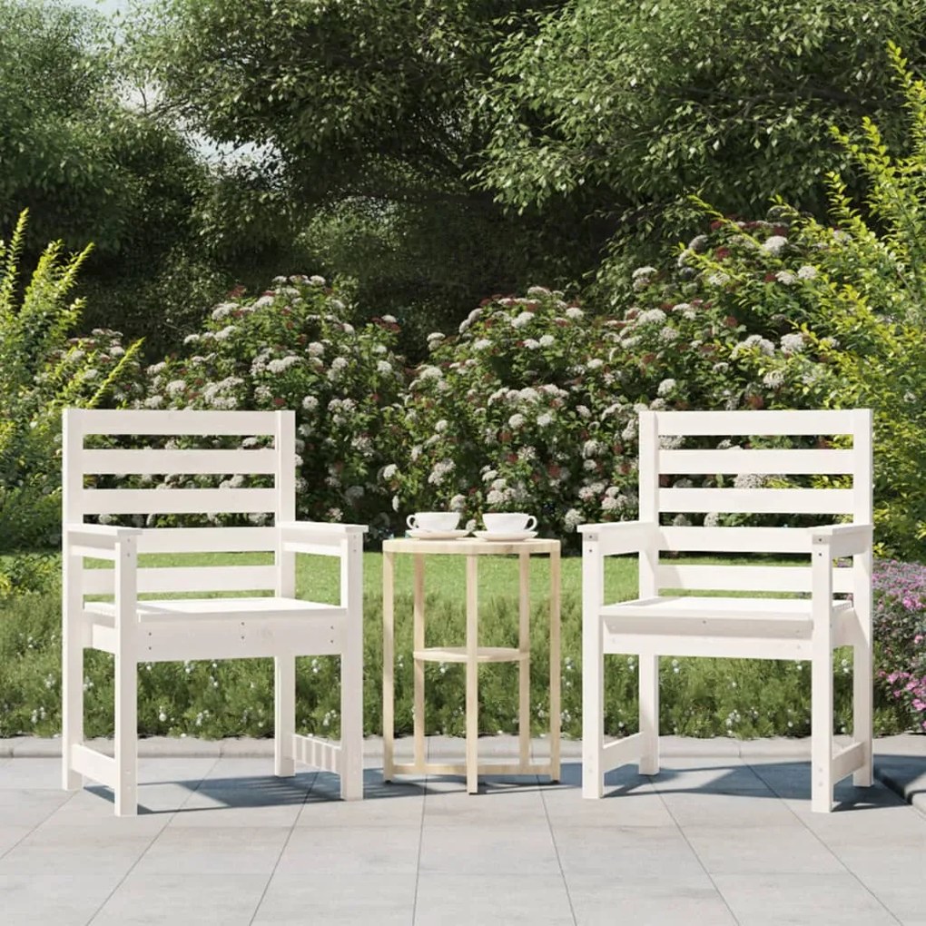 824054 vidaXL Cadeiras de jardim 2 pcs 60x48x91 cm pinho maciço branco