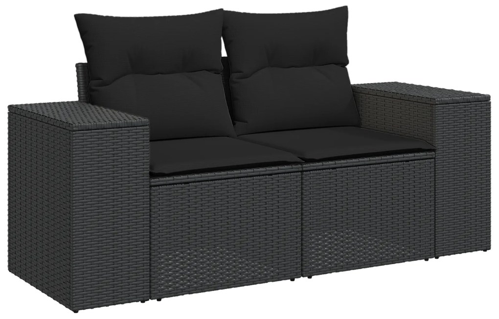 Conjunto de Sofá de Jardim vidaXL de 11 Peças com Almofadas Preto Poly
