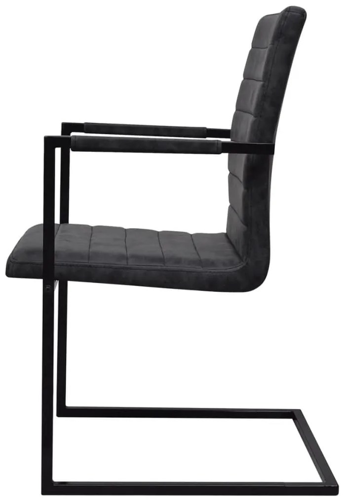 Cadeiras de jantar cantilever 2 pcs couro artificial preto