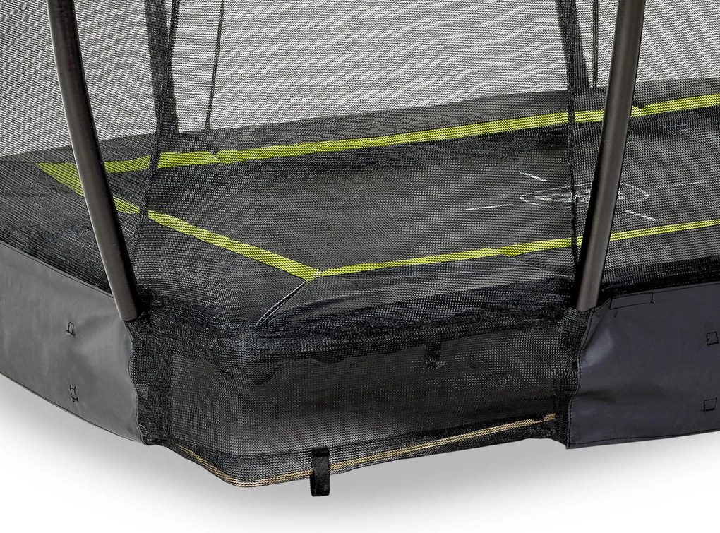 Trampolim retangular de solo Silhouette 153 x 214 cm com rede de segurança - preto