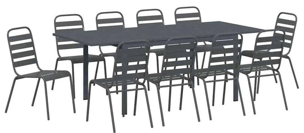 Conjunto de Jantar de 11 Peças 11 pcs Cinzento Largo Metal
