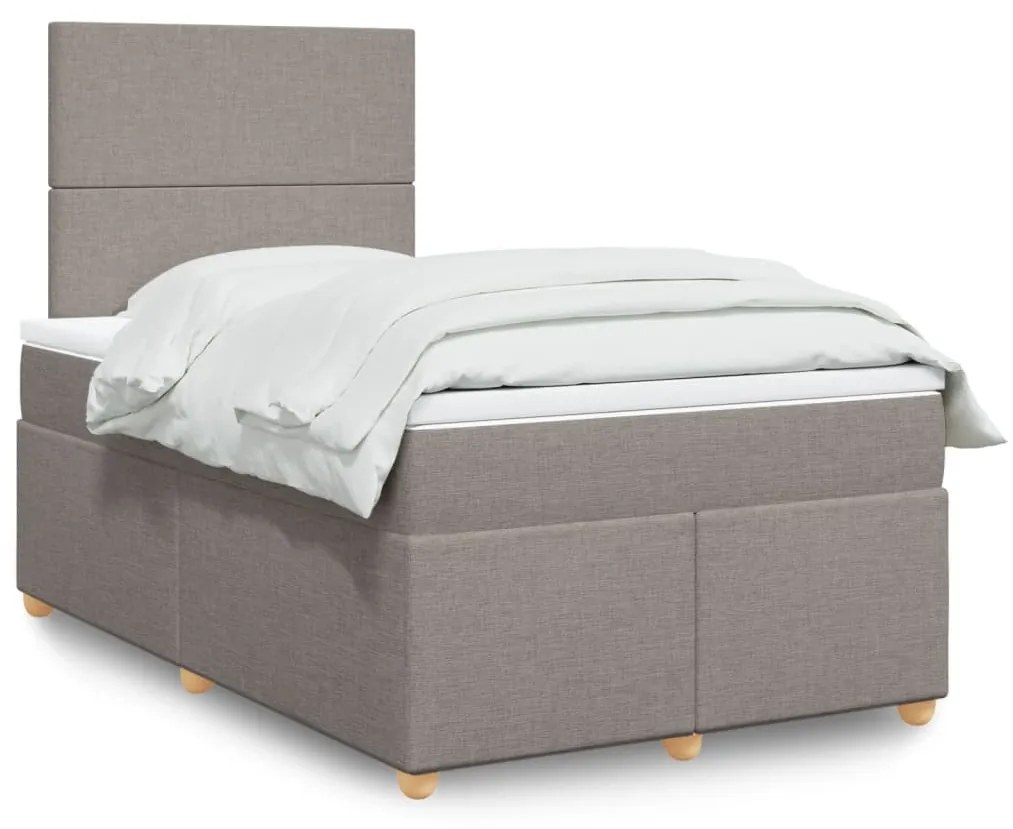 Cama boxspring c/ colchão 120x190cm tecido castanho-acinzentado