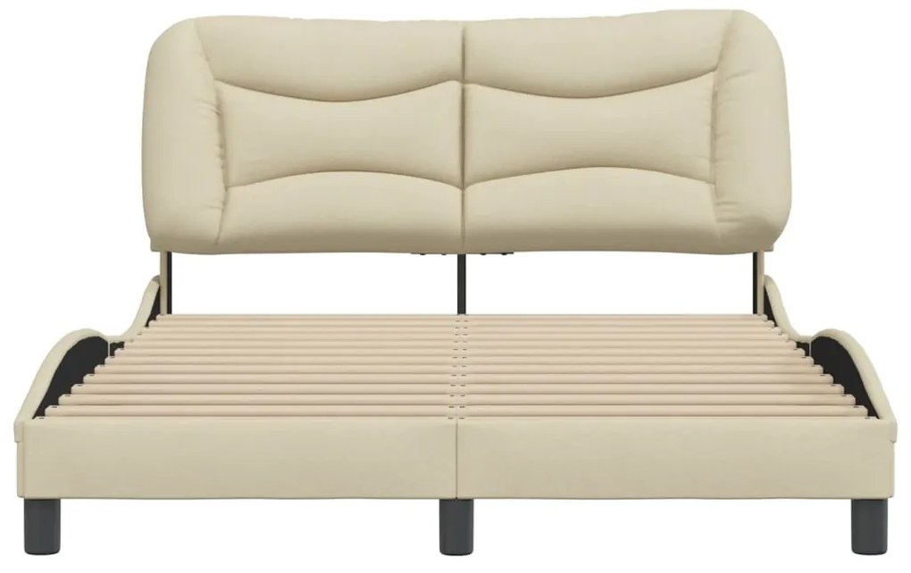 Estrutura de cama sem colchão 140x200 cm tecido cor creme