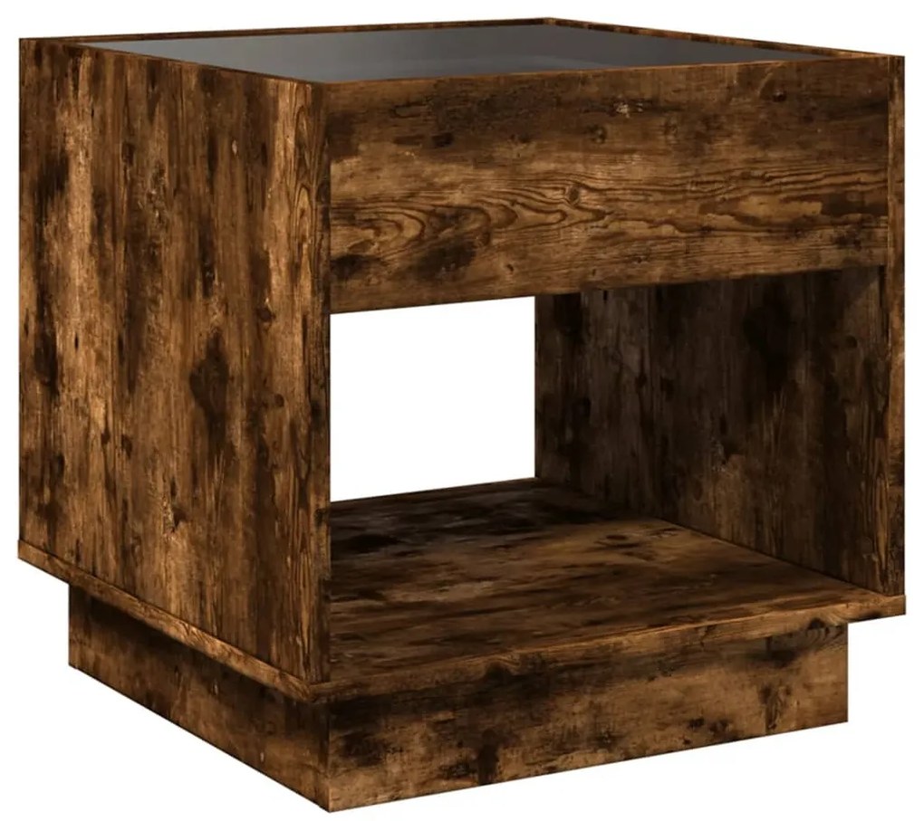 Mesa de cabeceira c/ LED Infinity 50x50x50 cm carvalho fumado