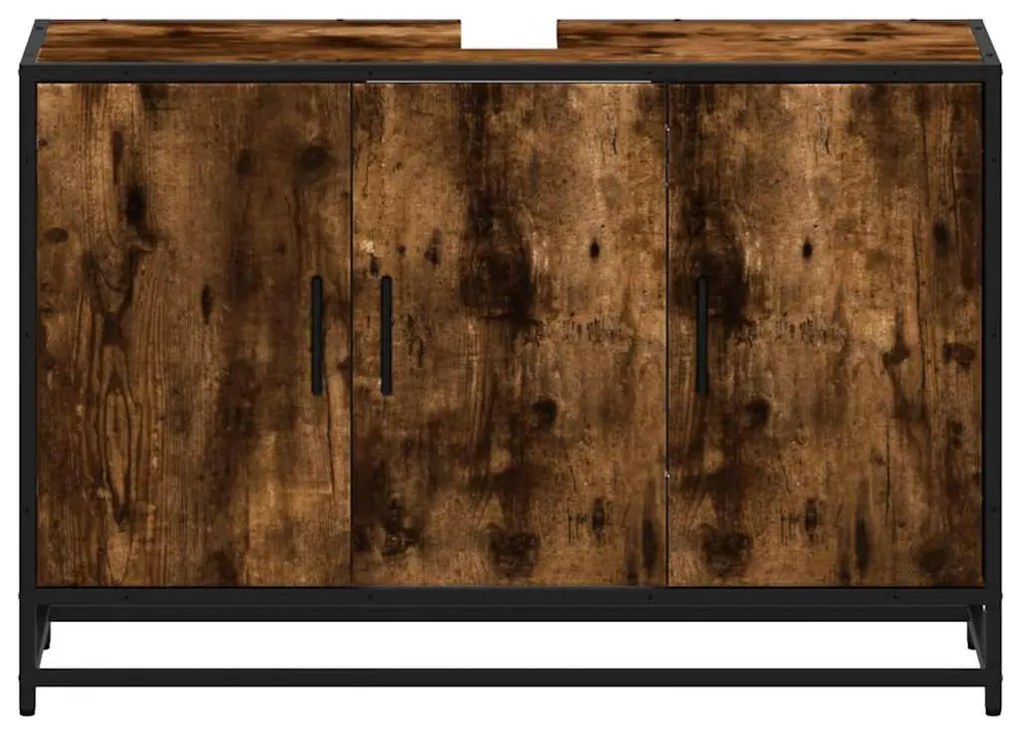 Armário lavatório WC 90x33x60 cm deriv. madeira carvalho fumado