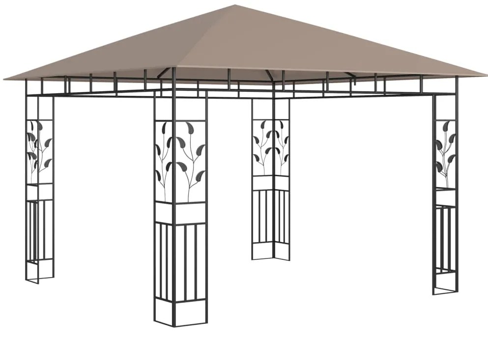 Gazebo c/ rede mosquiteira 3x3x2,73m 180 g/m² cinza-acastanhado