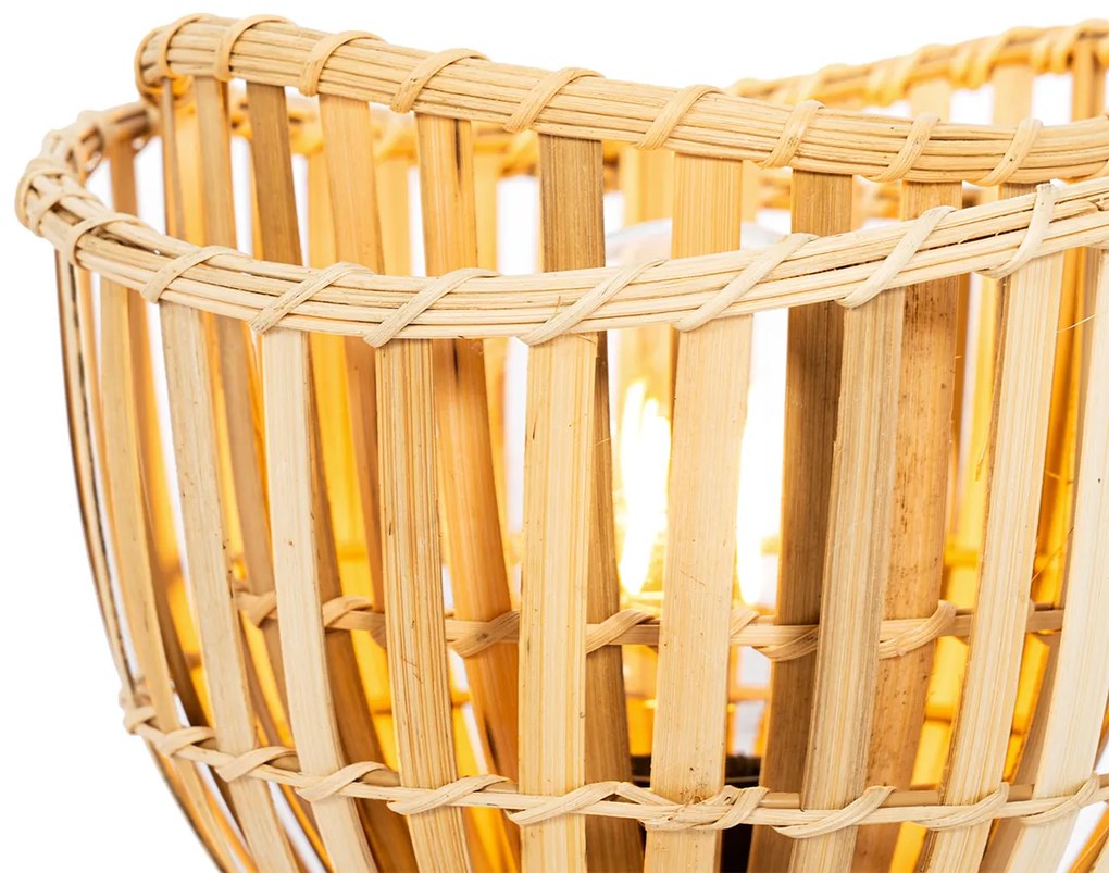 Candeeiro de mesa oriental preto com bambu natural - Pua