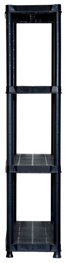 Unidade com 4 prateleiras 61x30,5x130 cm plástico preto