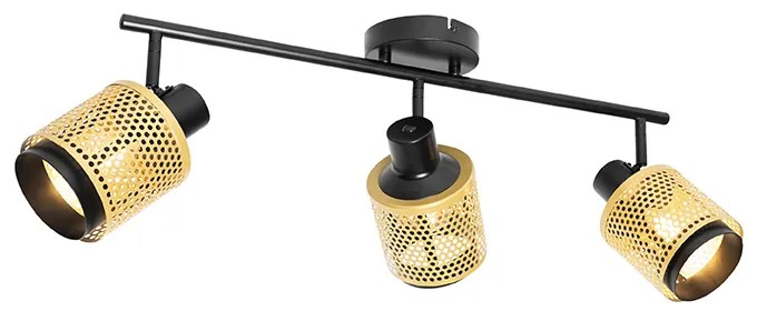 Foco industrial preto com dourado 3 luzes - Kayden