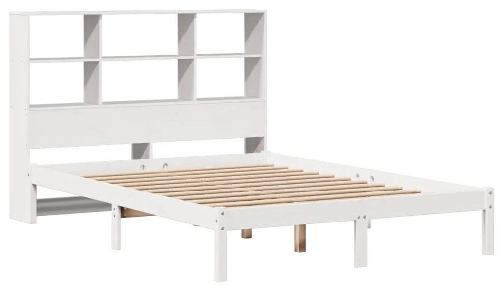 Cama com estante sem colchão 160x200 cm pinho maciço branco