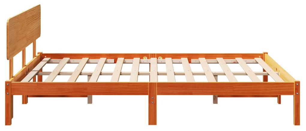 Estrado de Cama com Cabeceira Castanha Encerada 140x200 cm Madeira de