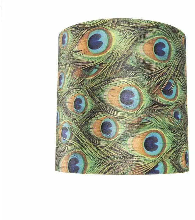 Abajur em Veludo com Design de Pavão 25/25/25 com Interior Dourado