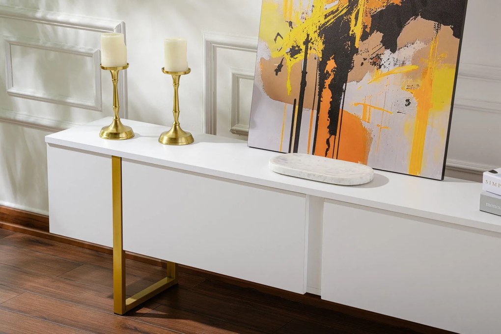 Móvel TV Serenity – Branco e Dourado – 180 cm x 50 cm x 29,5 cm