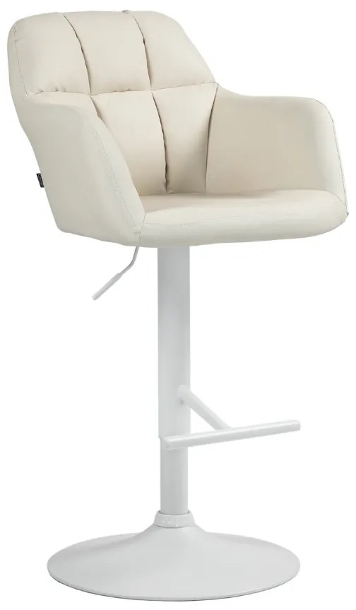 Banco de bar Natoma em couro sintético com estrutura branca 97-118 x 57 x 59 cm Creme