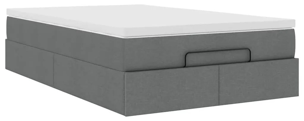 Estrutura de cama otomana com colchão cinza escuro tecido
