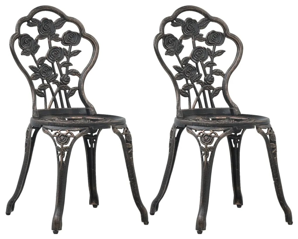 Cadeiras de bistrô 2 pcs alumínio fundido bronze