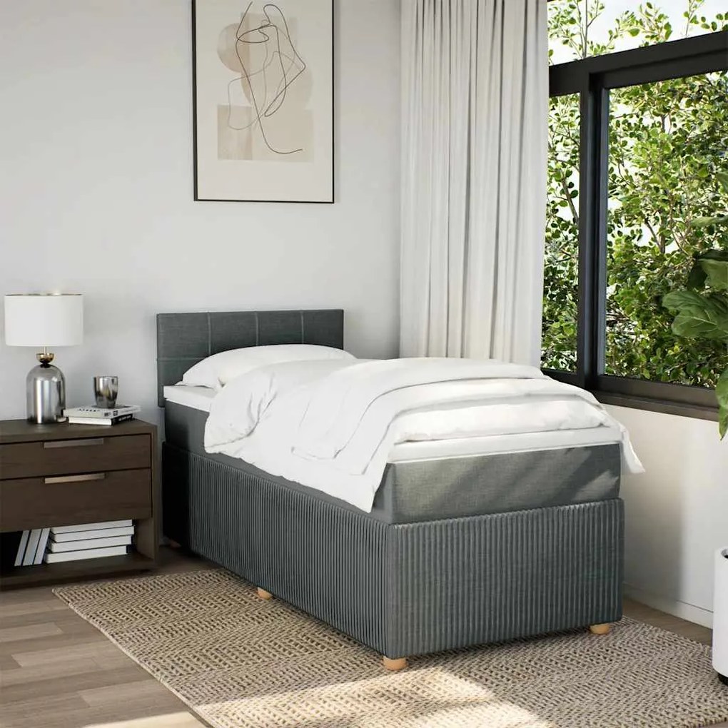 Cama com molas/colchão 80x200 cm tecido cinzento-escuro