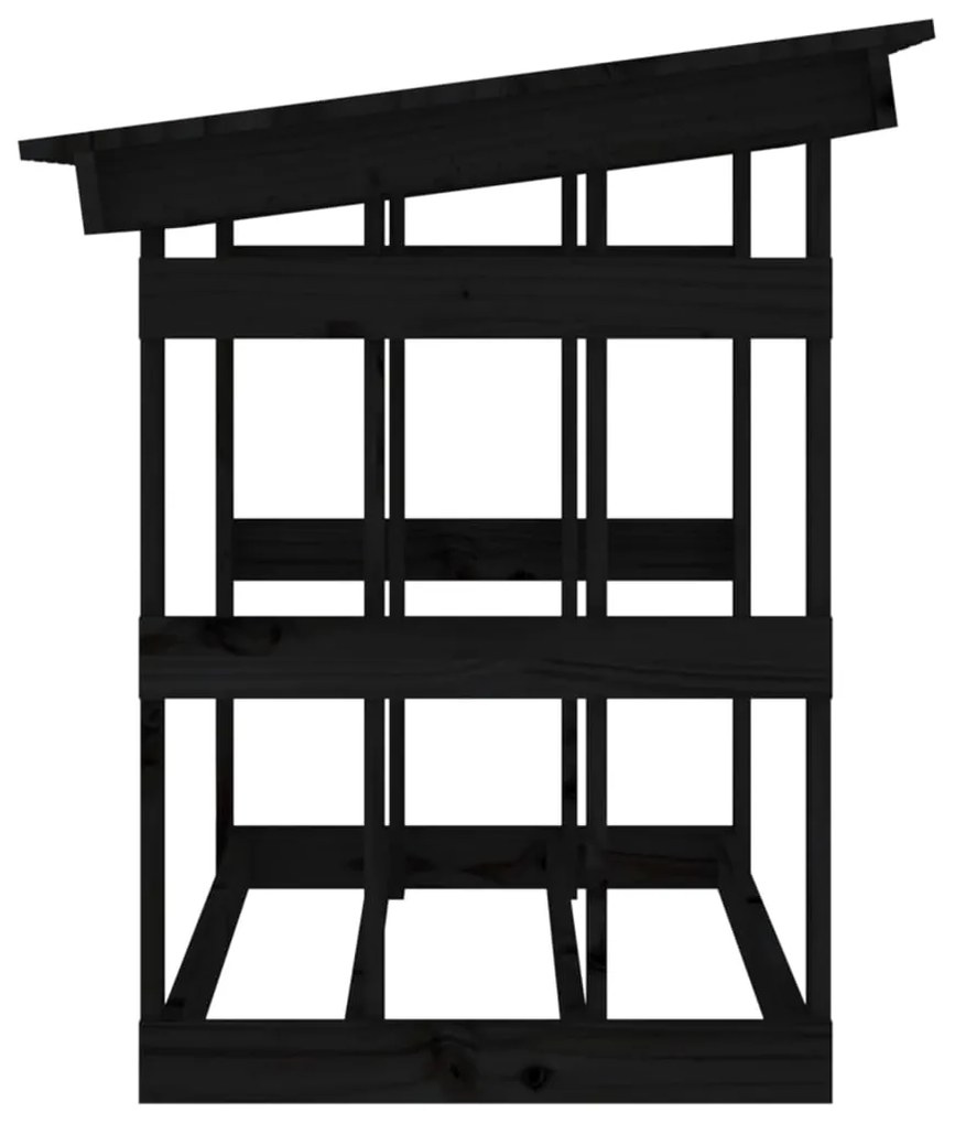 Suporte para lenha 108x64,5x77 cm pinho maciço preto