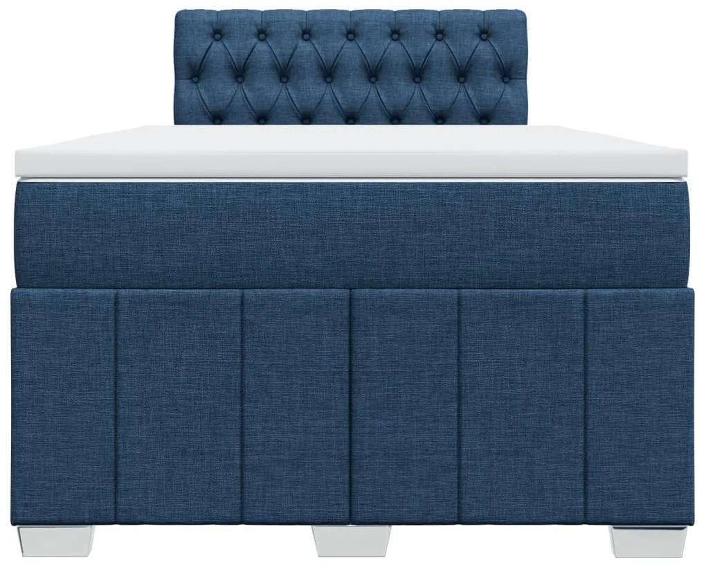 Cama boxspring com colchão 120x190 cm tecido azul