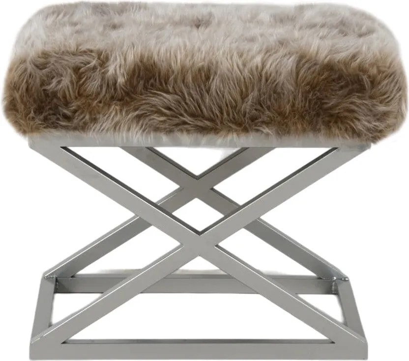 Pouffe Capraz – Prateado e Castanho – 50 cm x 42 cm x 40 cm