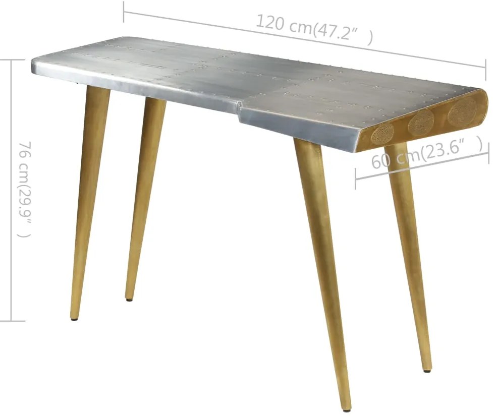 Secretária aviador estilo aeronave vintage 120x60x76 cm