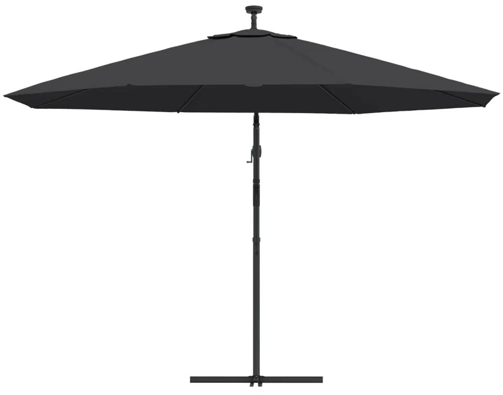 Guarda-sol de jardim cantilever com luzes LED 350 cm preto