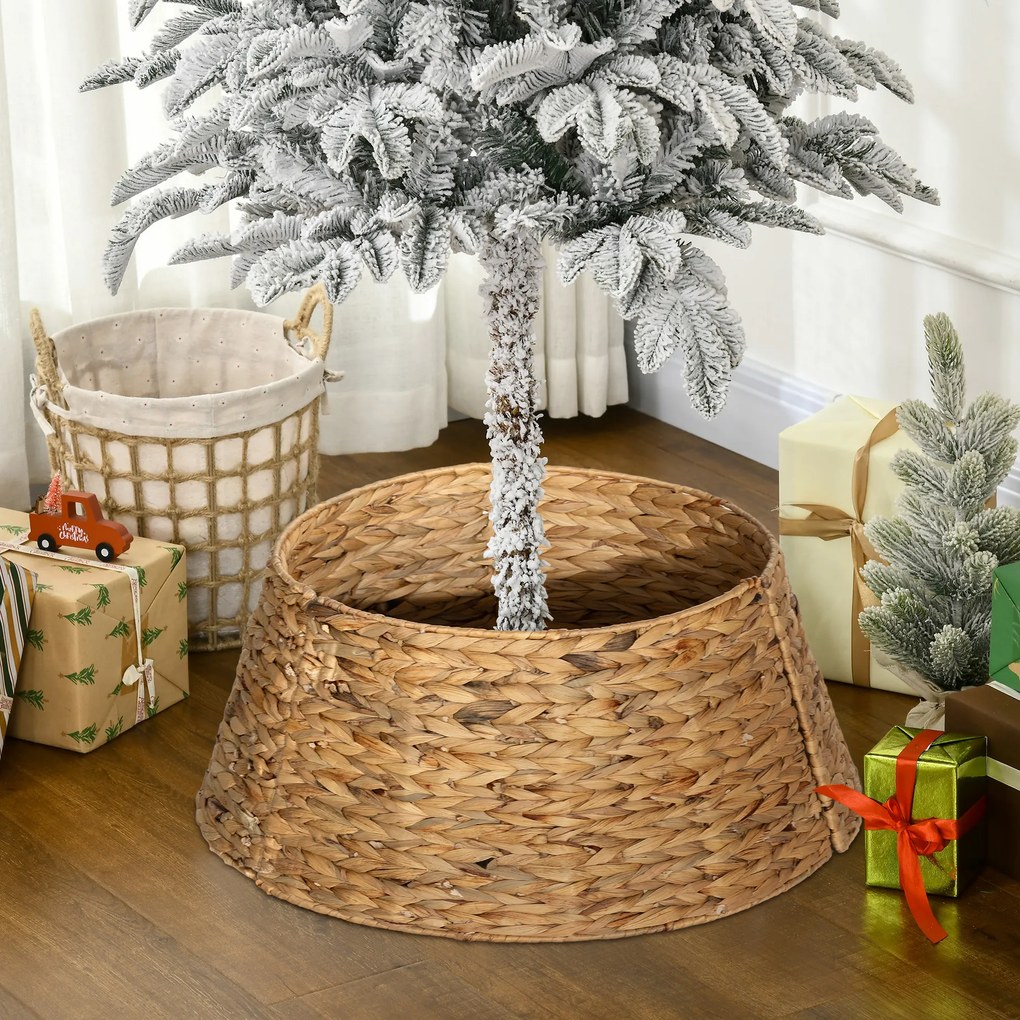 Base para Árvore de Natal 60 cm em Jacinto-de-Água Entrançado à Mão Natural