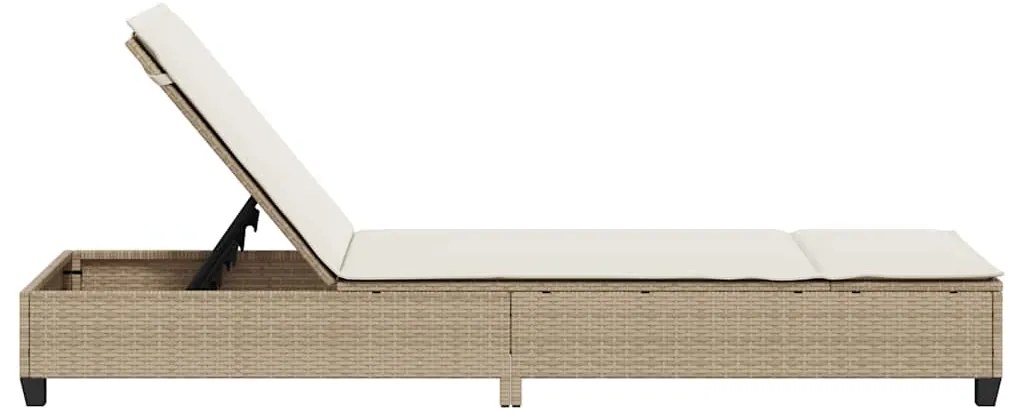 Espreguiçadeira com almofadões 55x200x25,5cm vime PE bege