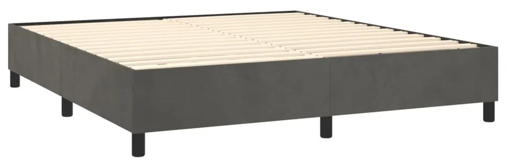 Cama box spring c/ colchão/LED 180x200cm veludo cinzento-escuro