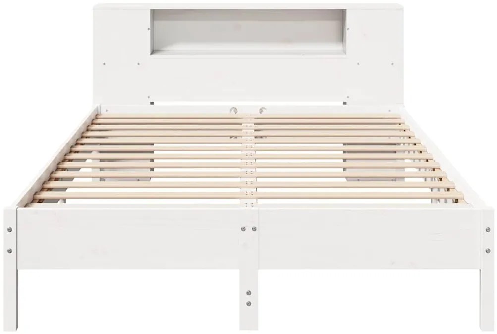 Cama com estante sem colchão 120x190 cm pinho maciço branco
