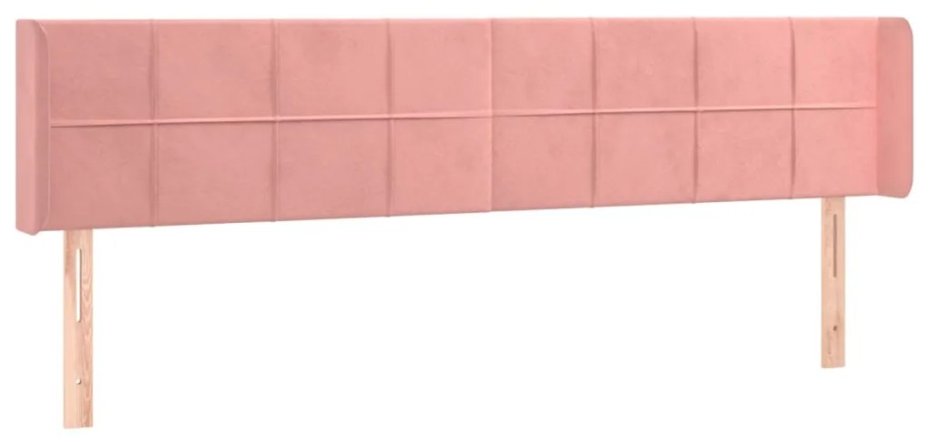 Cabeceira de cama c/ luzes LED veludo 183x16x78/88 cm rosa