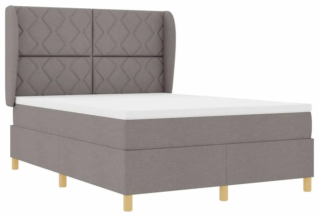 Cama Box Spring vidaXL com Colchão Taupe 160x200 cm Tecido