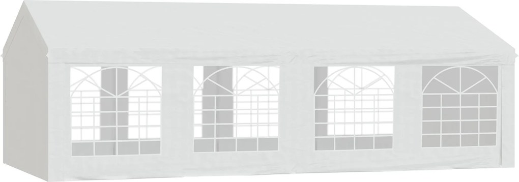 Tenda de jardim para exterior, tenda de eventos 4x8 m, tenda de jardim em polietileno com 8 janelas e estrutura robusta em aço galvanizado branco