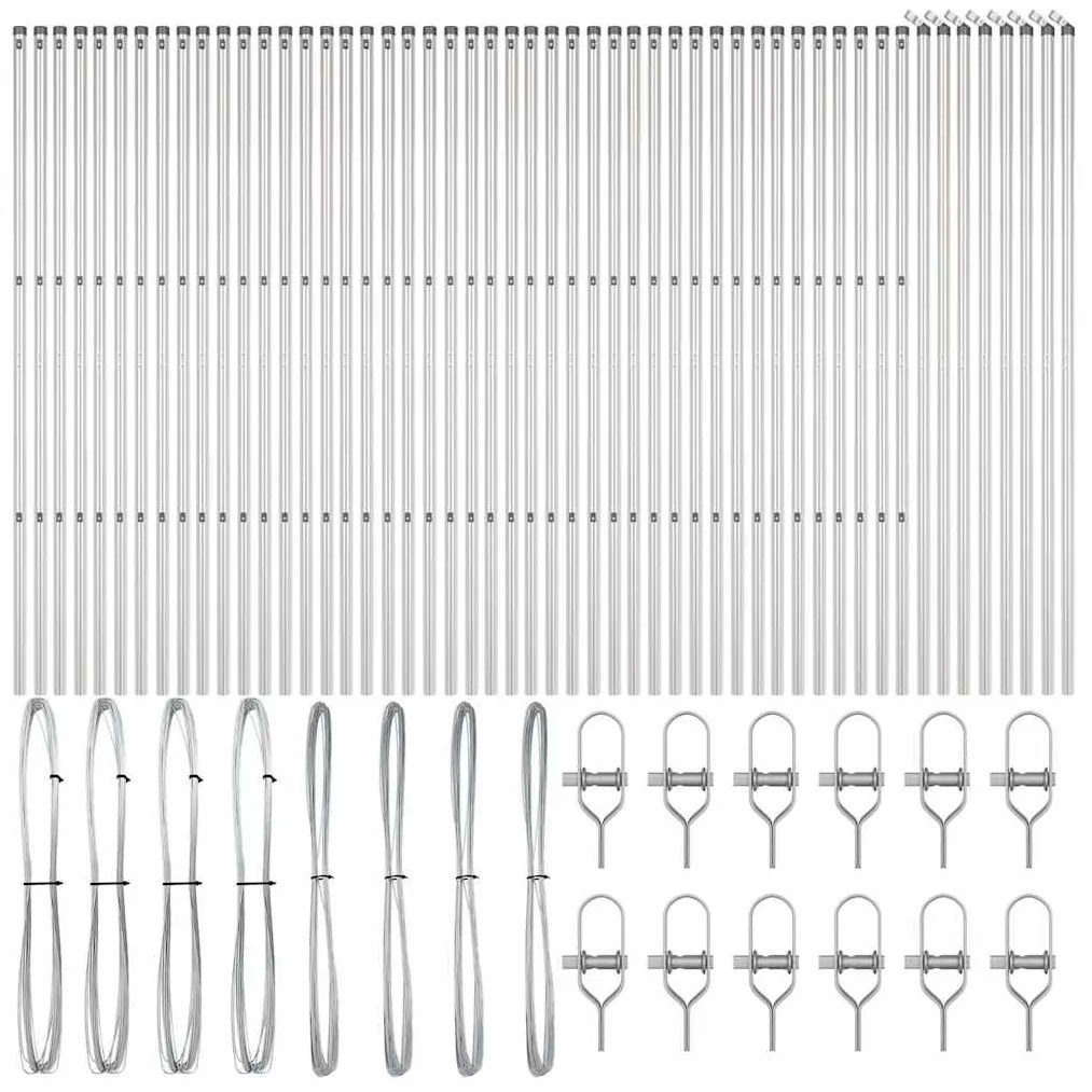 Postes de Cerca 52 pcs Ø32 mm 170 cm Aço Galvanizado