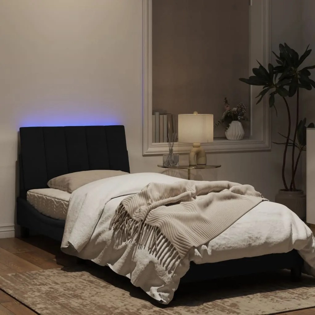 Estrutura de cama c/ luzes LED 80x200 cm veludo preto