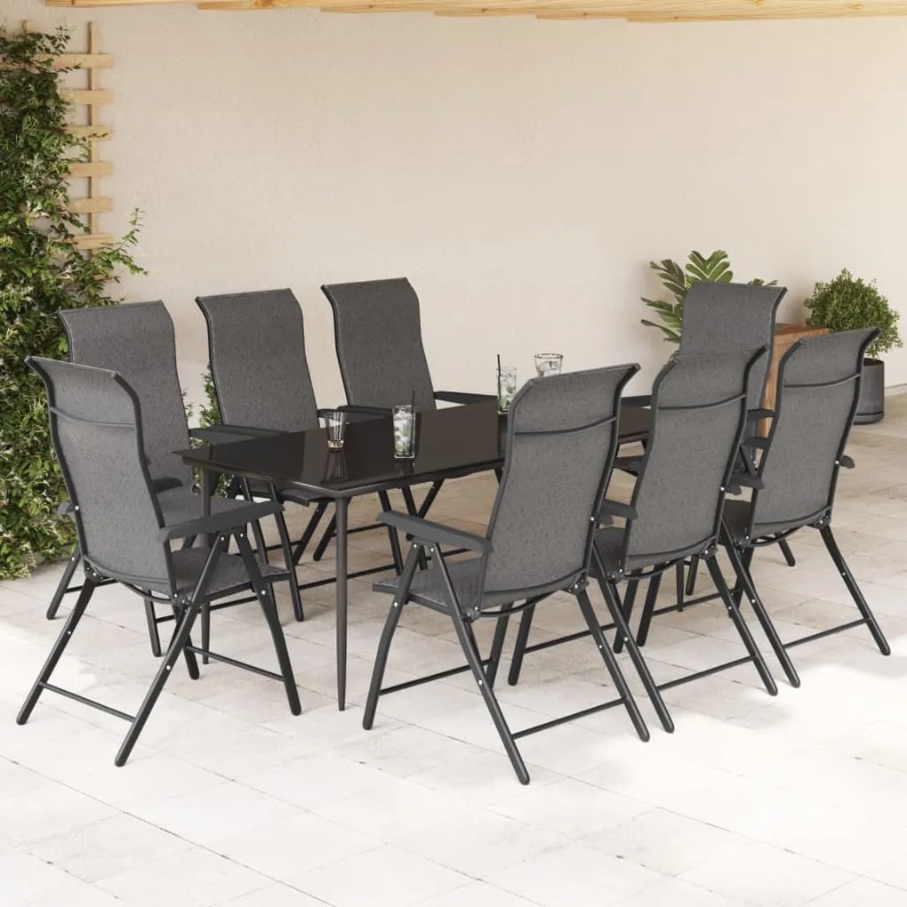 Cadeiras de jardim dobráveis 8 pcs vime PE cinzento
