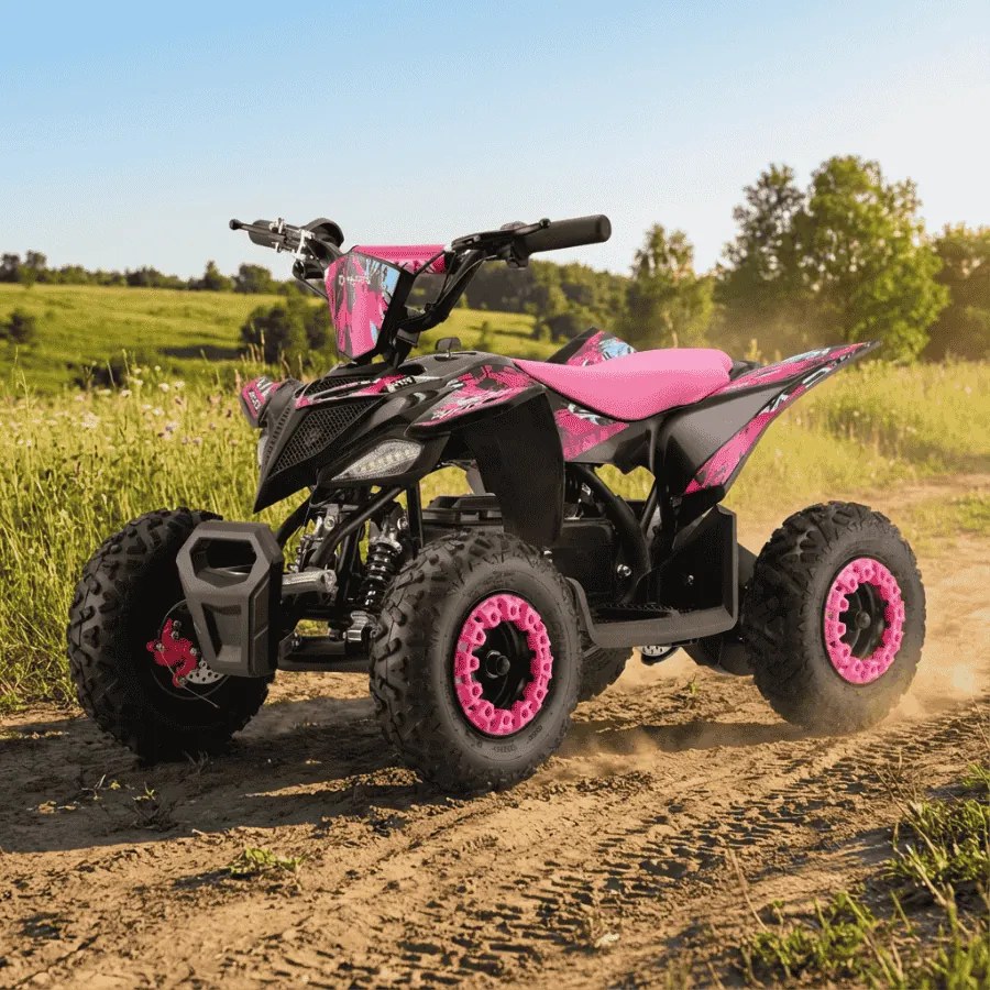 MINI MOTO 4 PARA CRIANÇAS 800W Ratte COM LIMITADOR 3 Posições Rosa