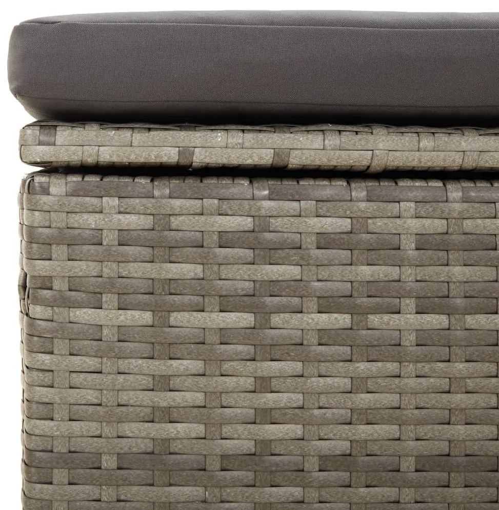 4 pcs conjunto lounge de jardim c/ almofadões vime PE cinzento