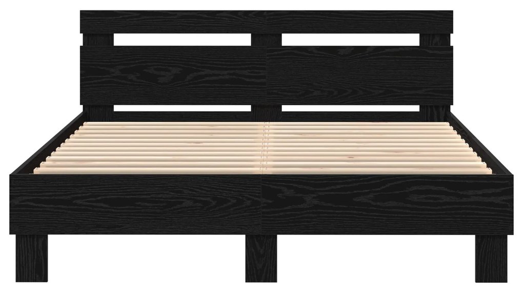 Estrutura de Cama Preta Carvalho Preto Madeira 140 x 190 cm