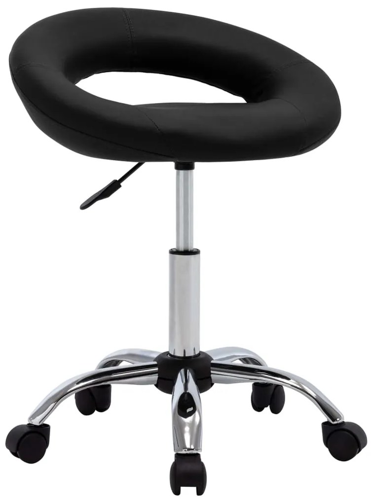 vidaXL Cadeira de trabalho com rodas couro artificial preto