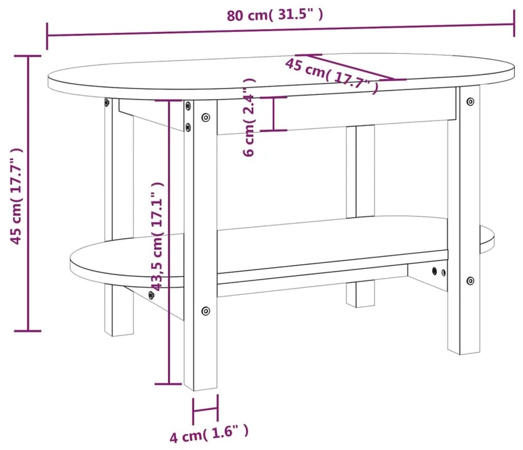 Mesa de centro 80x45x45 cm madeira de pinho maciça cinzento