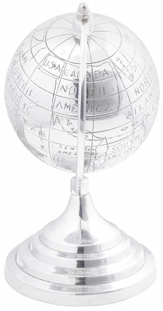 Escultura Globo Prateada 16.5x14x26 cm Alumínio